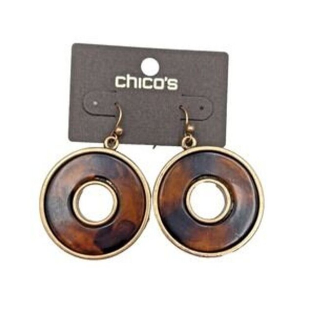 Chico's Dangle Drop Tortoise Shell Earrings